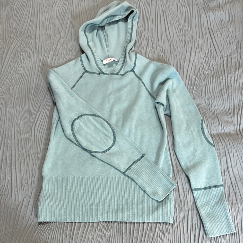 LOFT Teal sweater hoodie with contrast stitching, size XS